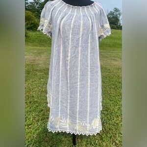 Merona L/XL Smocked Off The Shoulder Swim Cover-Up Chambray